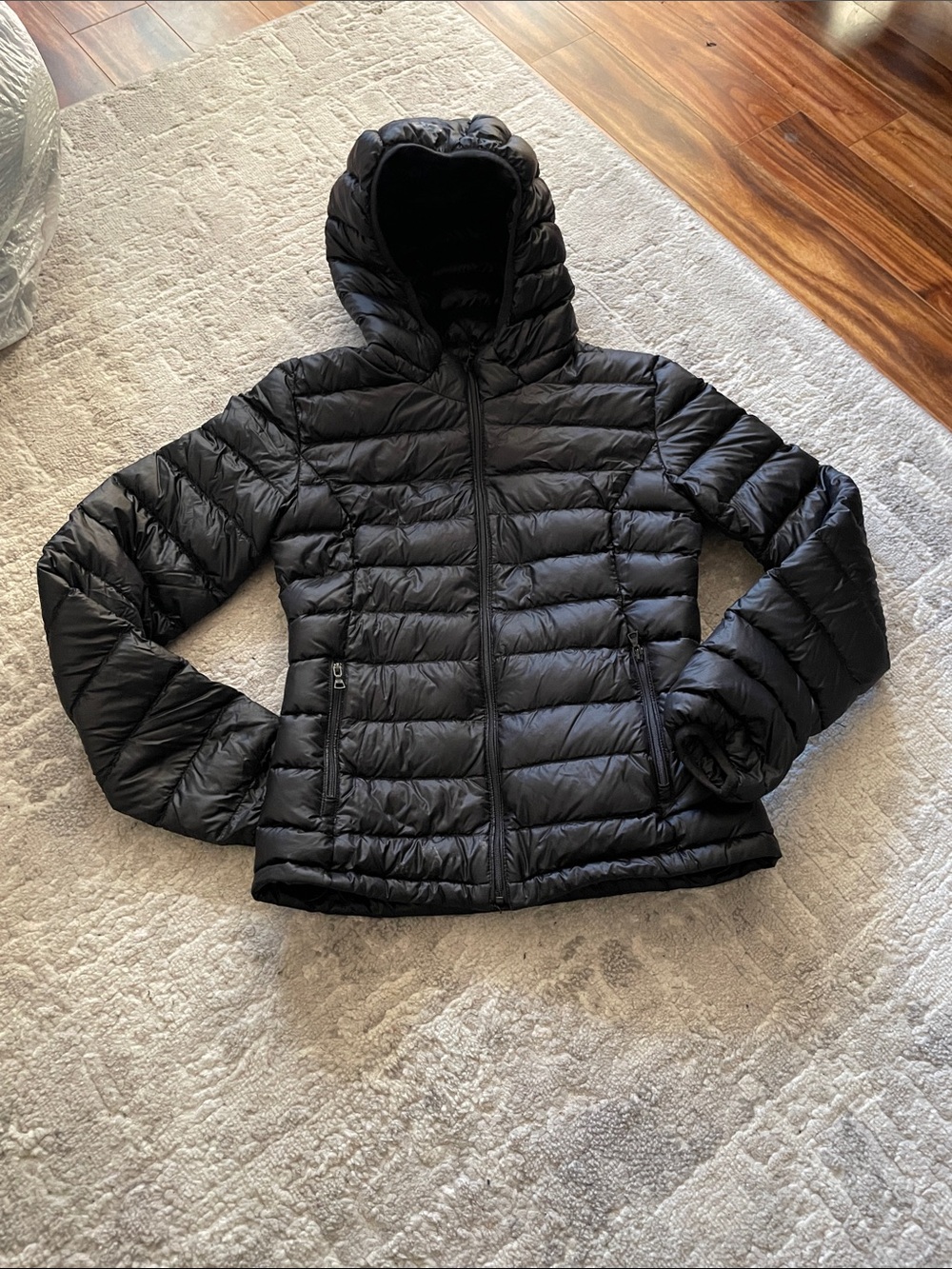 TNA Black Quilted Hooded Puffer Jacket